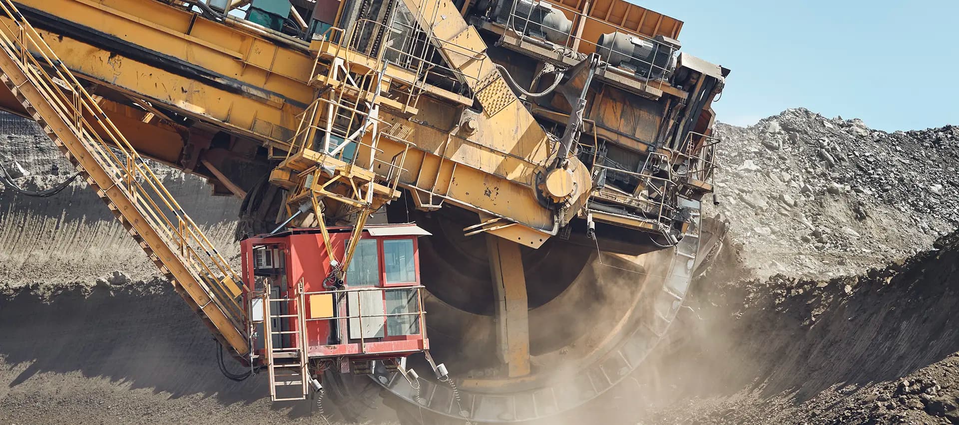 A bucket excavator operating in a surface mine.