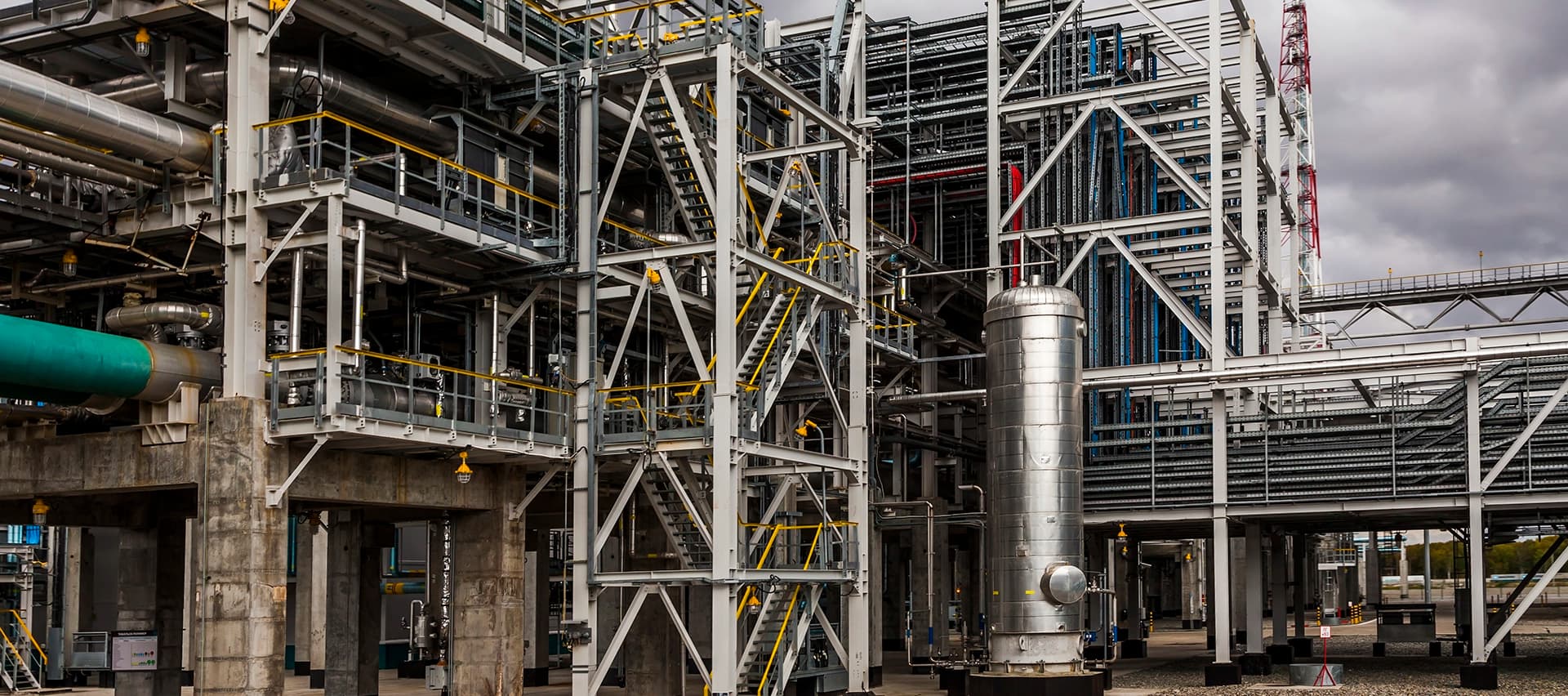 A petrochemical plant, showing the complexity of the equipment and the need for precision torquing.