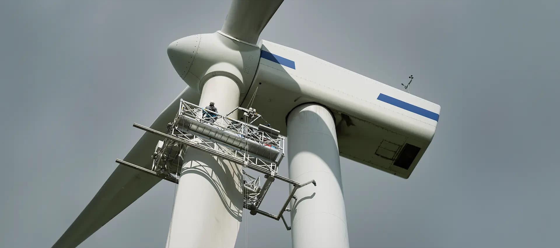 A field service technician working on a wind turbine.