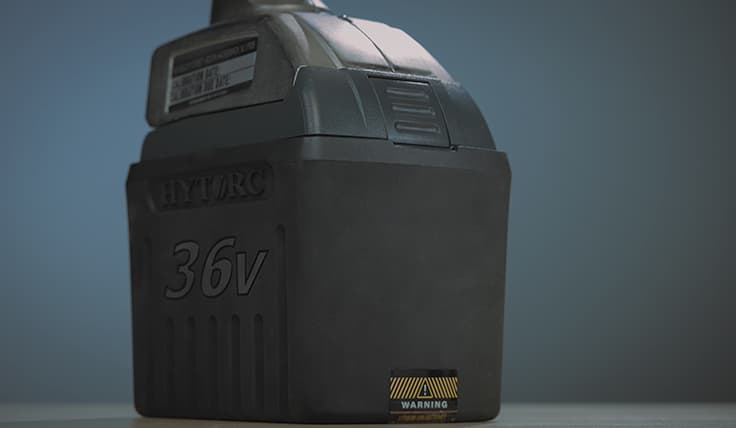 The LITHIUM SERIES II Electric Torque Tool showing the 36V battery