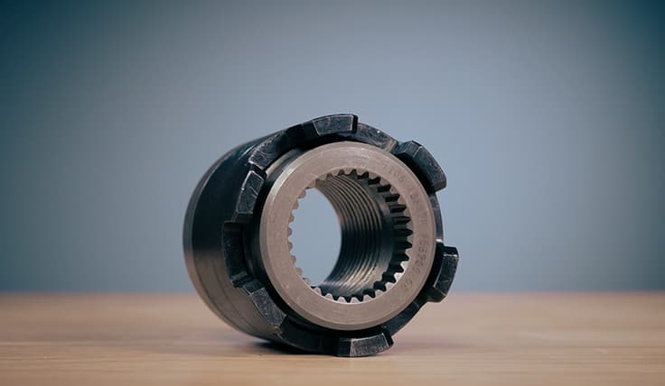 A view of the top and interior threads of a HYTORC Nut