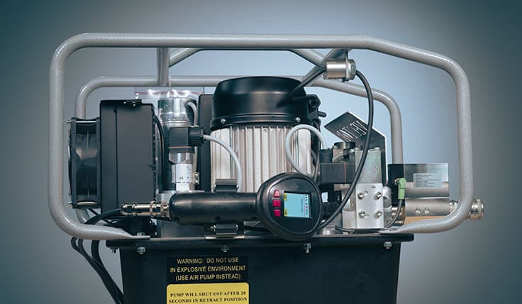 The VECTOR MINI Electric Hydraulic Pump as seen from the side
