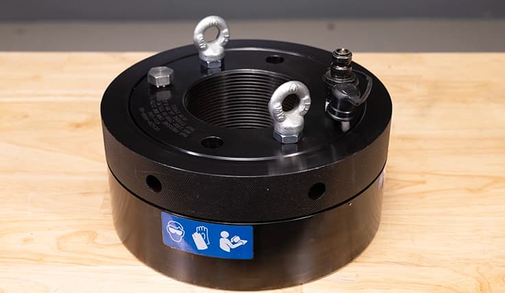 An AVANTI Hydraulic Torque Wrench with attached coaxial reaction arm and socket.